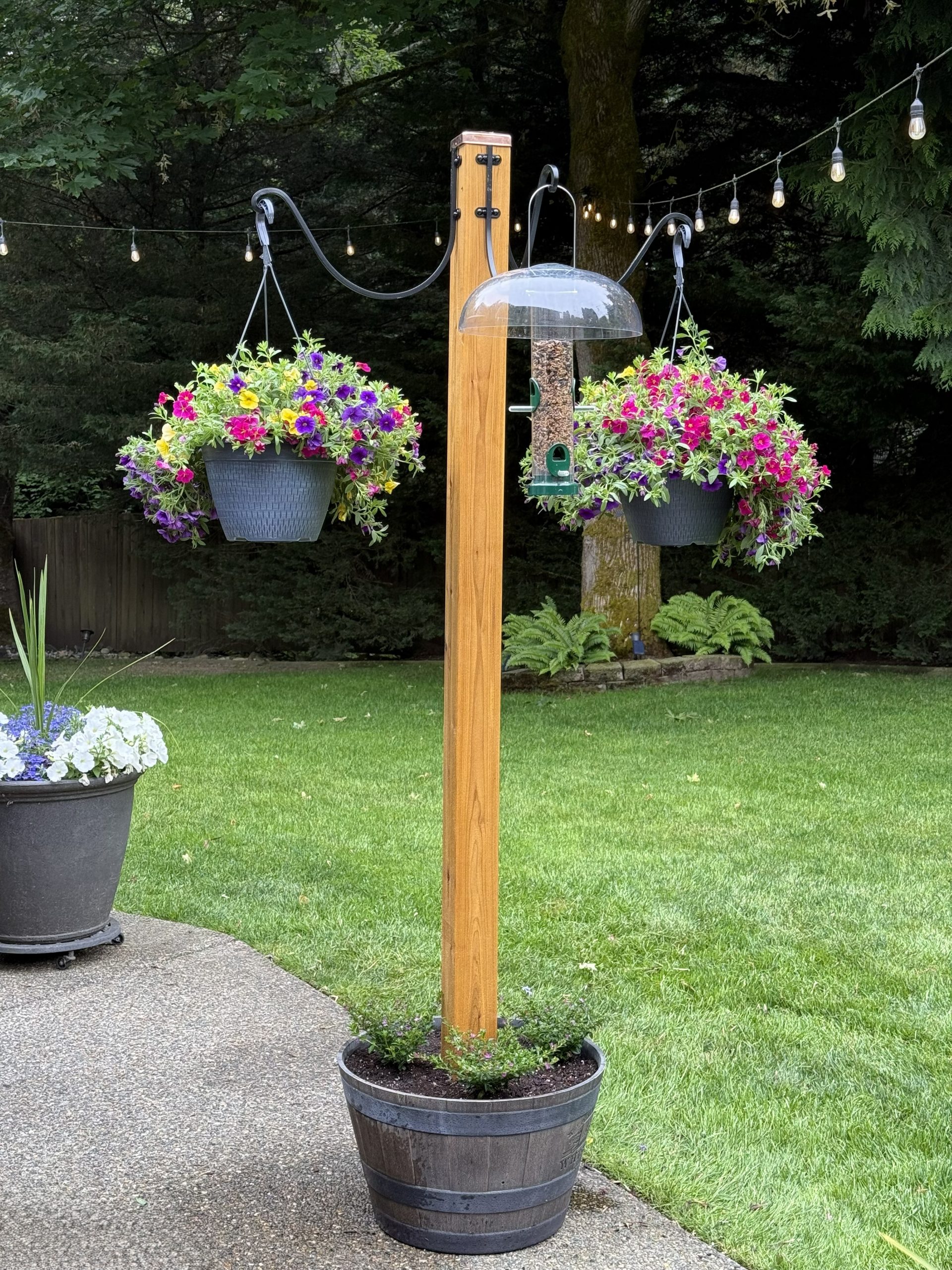 DIY Hanging Basket Bird Feeder Station